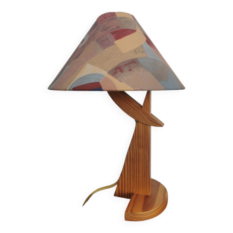 Designer pine bedside lamp from the 80s