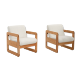 Pair of Thonet Armchairs in Bouclé