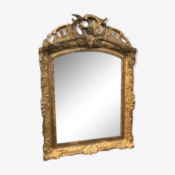 Miroir doré à la feuille d’or, XVIIIème, 101x69 cm