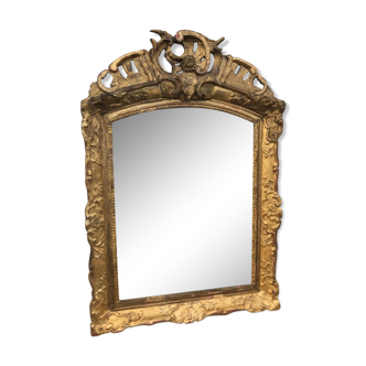 Miroir doré à la feuille d’or, XVIIIème, 101x69 cm