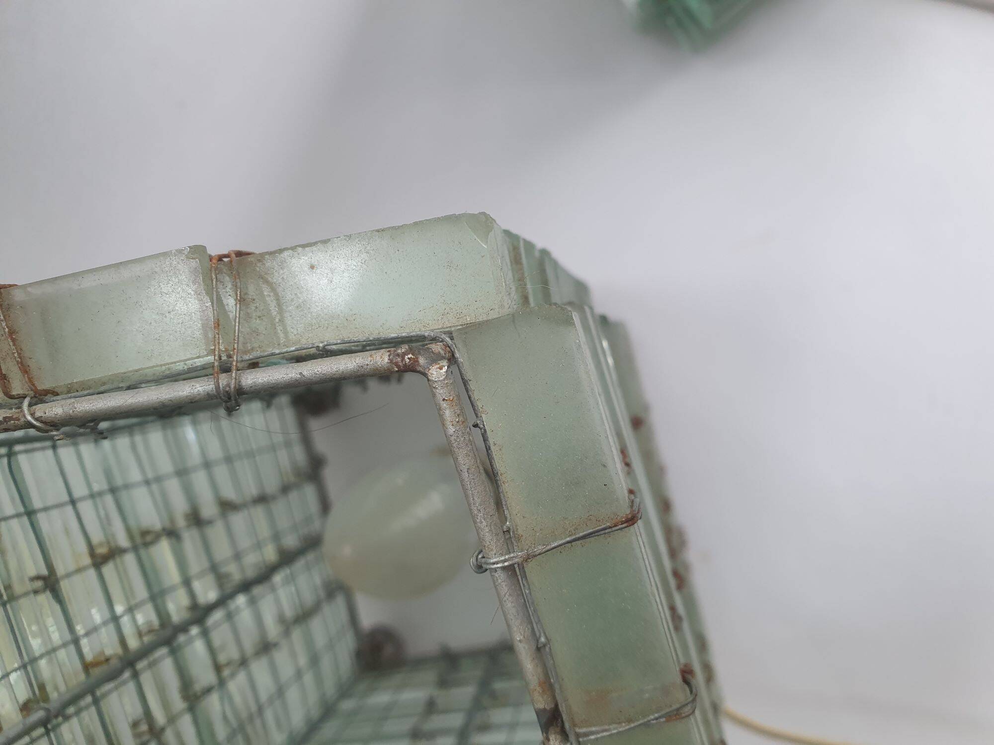 Pair of 80s glass slat lamps