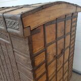 Old Vintage Indian Box on Wooden Wheels Early 20th S