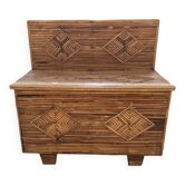 Rattan marquetry chest from the 60s
