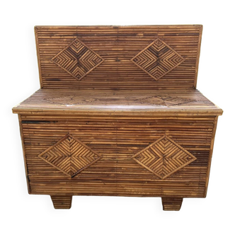 Rattan marquetry chest from the 60s