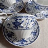 Set of 4 blue cups and saucers from Johnson Bros - England, 1970