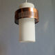 Opaline glass suspension lamp and copper metal ring, 1960s, 2 available