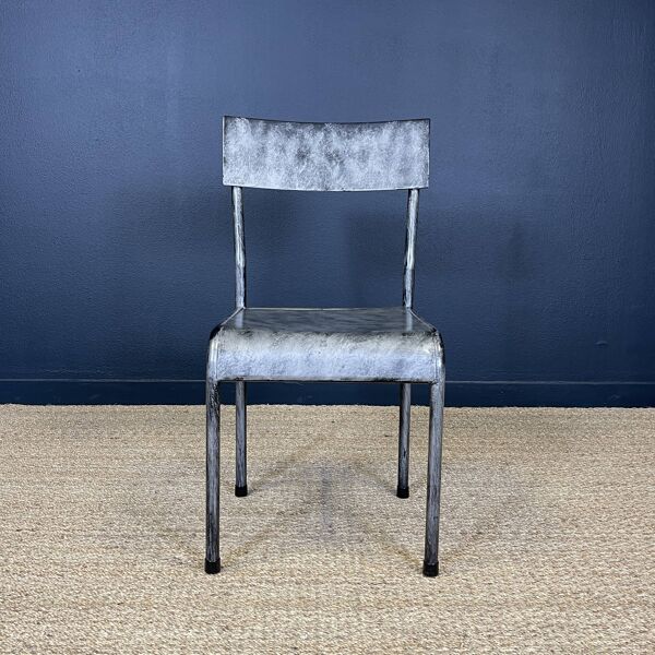 Paire de chaises indus métal gris