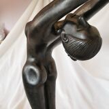 Large lamp, woman with ball, yoga, art deco style, 1980