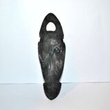 Masque africaine en bois d'ébène - sculpture tête barbue afrique ethnique 20.5 x 6.5