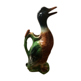 Ancien pichet canard en faïence de saint clément