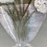 Still life painting with white flowers from the 70s