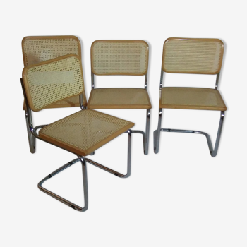 Suite de quatre chaises Cesca B32 par Marcel Breuer