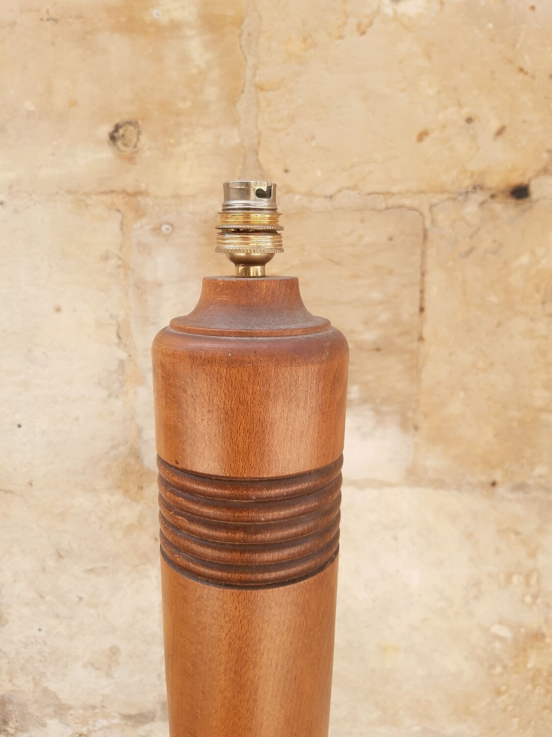 Teak wood floor lamp