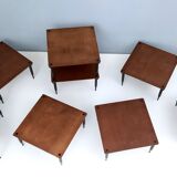 Square Walnut Coffee Table Model "T8" by Vico Magistretti for Azucena, Italy