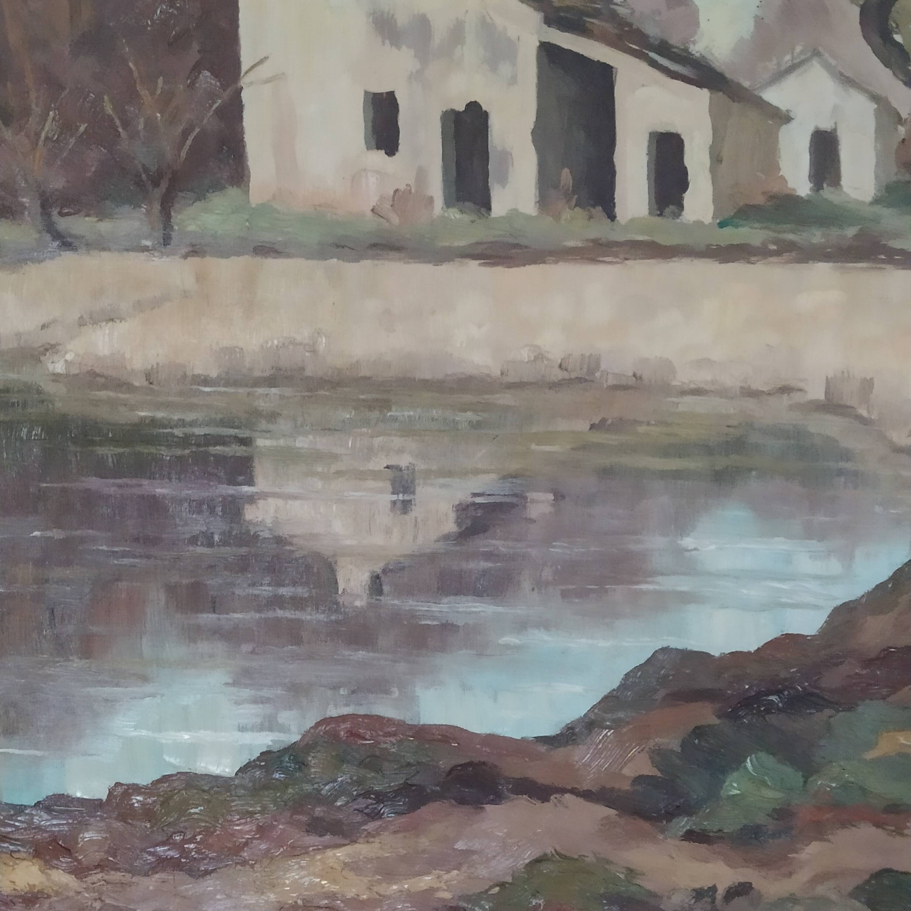 Pierre Uhl (1908-1986) – Large oil on panel, landscape of the South-West