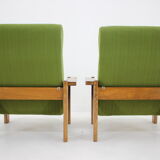1970s pair of beech armchairs, czechoslovakia