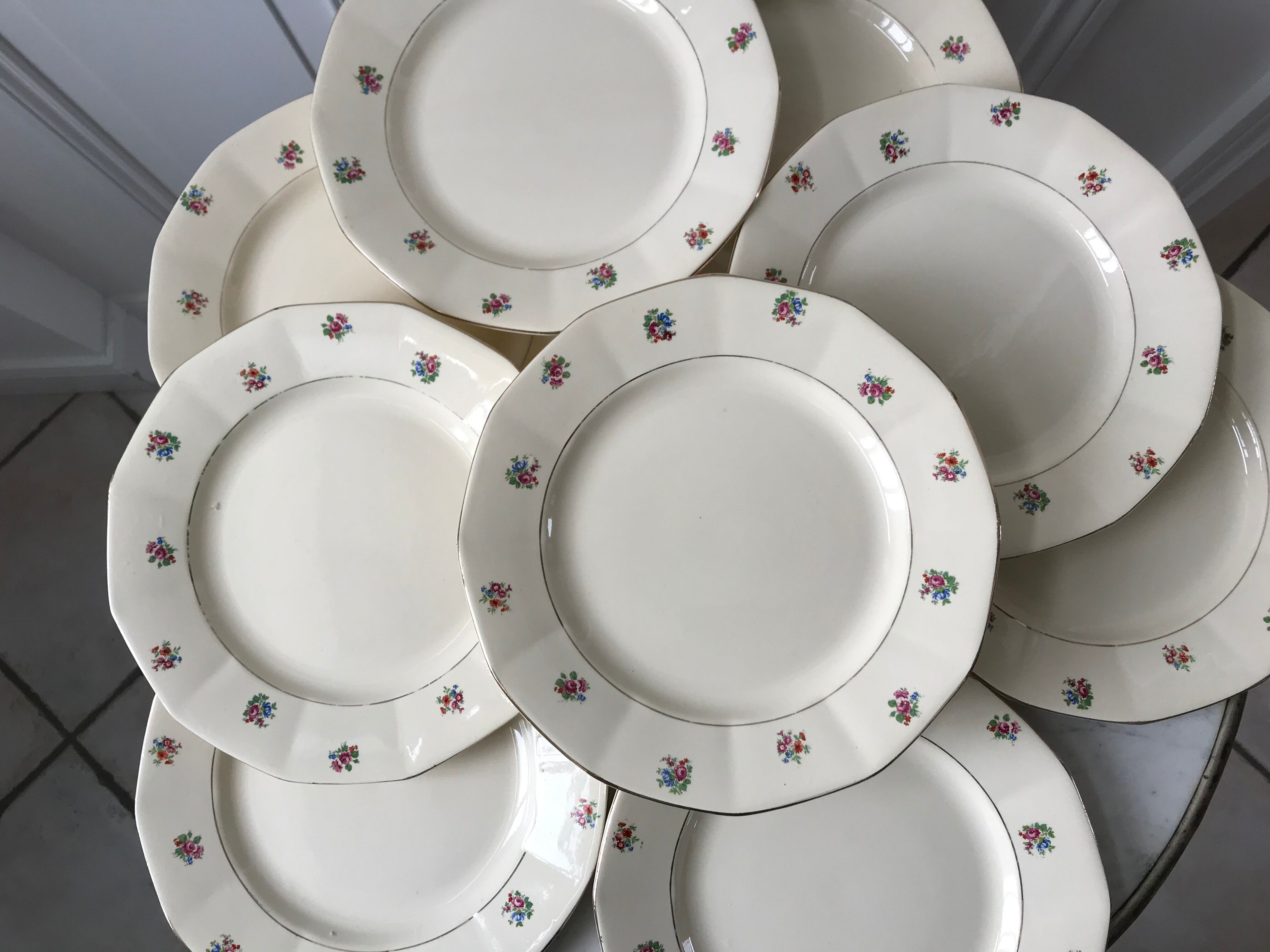Set of 9 flat plates Digoin Sarreguemines years 40-50