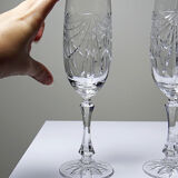 Set de 6 flûtes à champagne en cristal de Lorraine taillé main