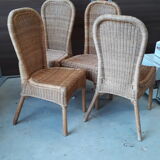 4 vintage rattan chairs 1970