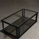 Large coffee table in metal, glass and mirror 1970