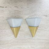 Set of 2 Limburg Glashütte brass and glass wall lamps sconce , 1970s