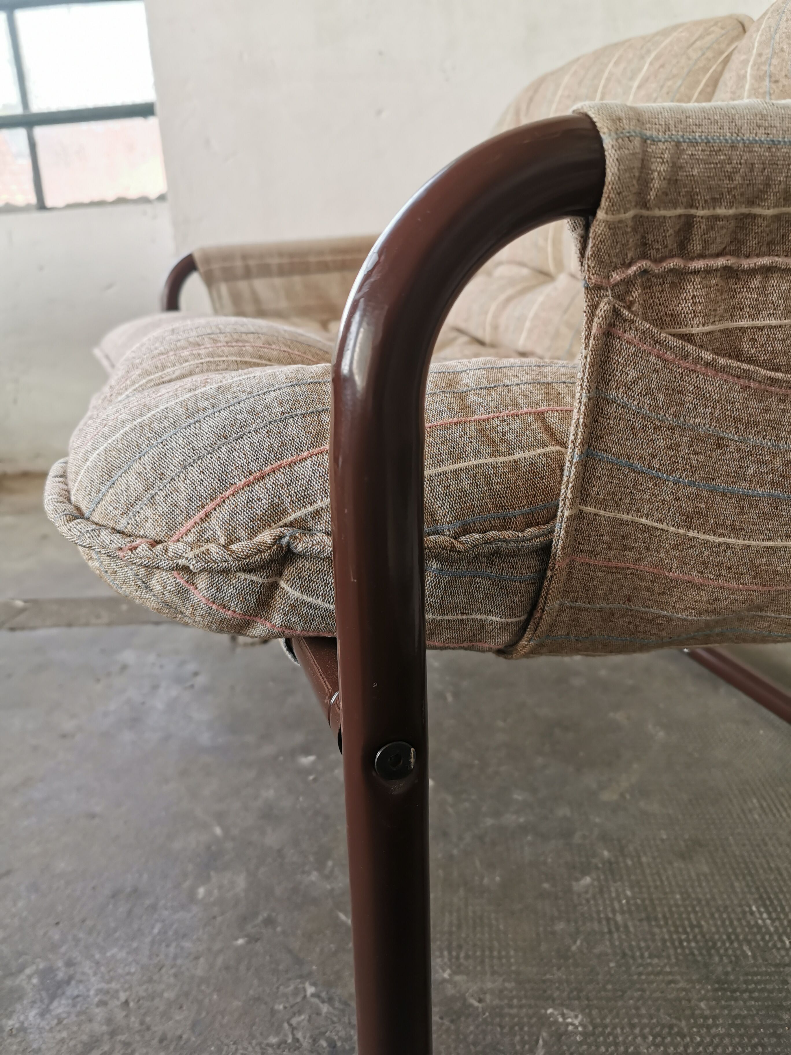 Tubular metal bench from the 80s