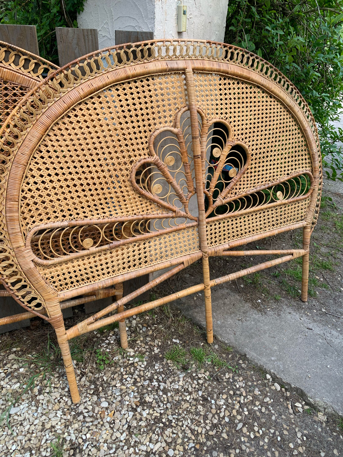 Peacock headboards in rattan and wicker 70s