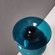 Vintage turquoise glass pedestal bowl Carlo Moretti Italy 1960s