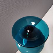 Vintage turquoise glass pedestal bowl Carlo Moretti Italy 1960s