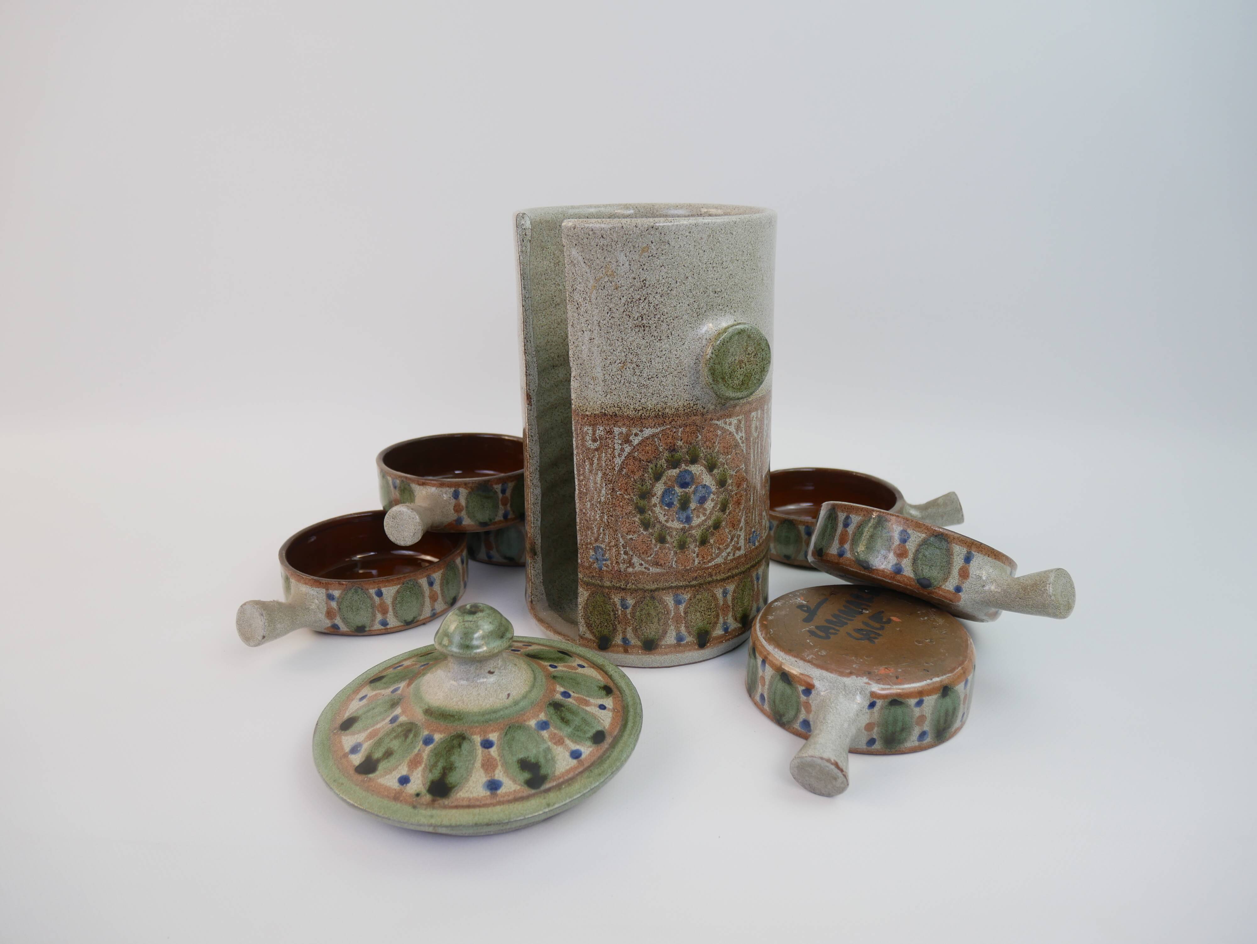 Ceramic aperitif service signed Lamnara Salé Maroc