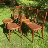 6 Fischel bistro chairs with labels, circa 1930