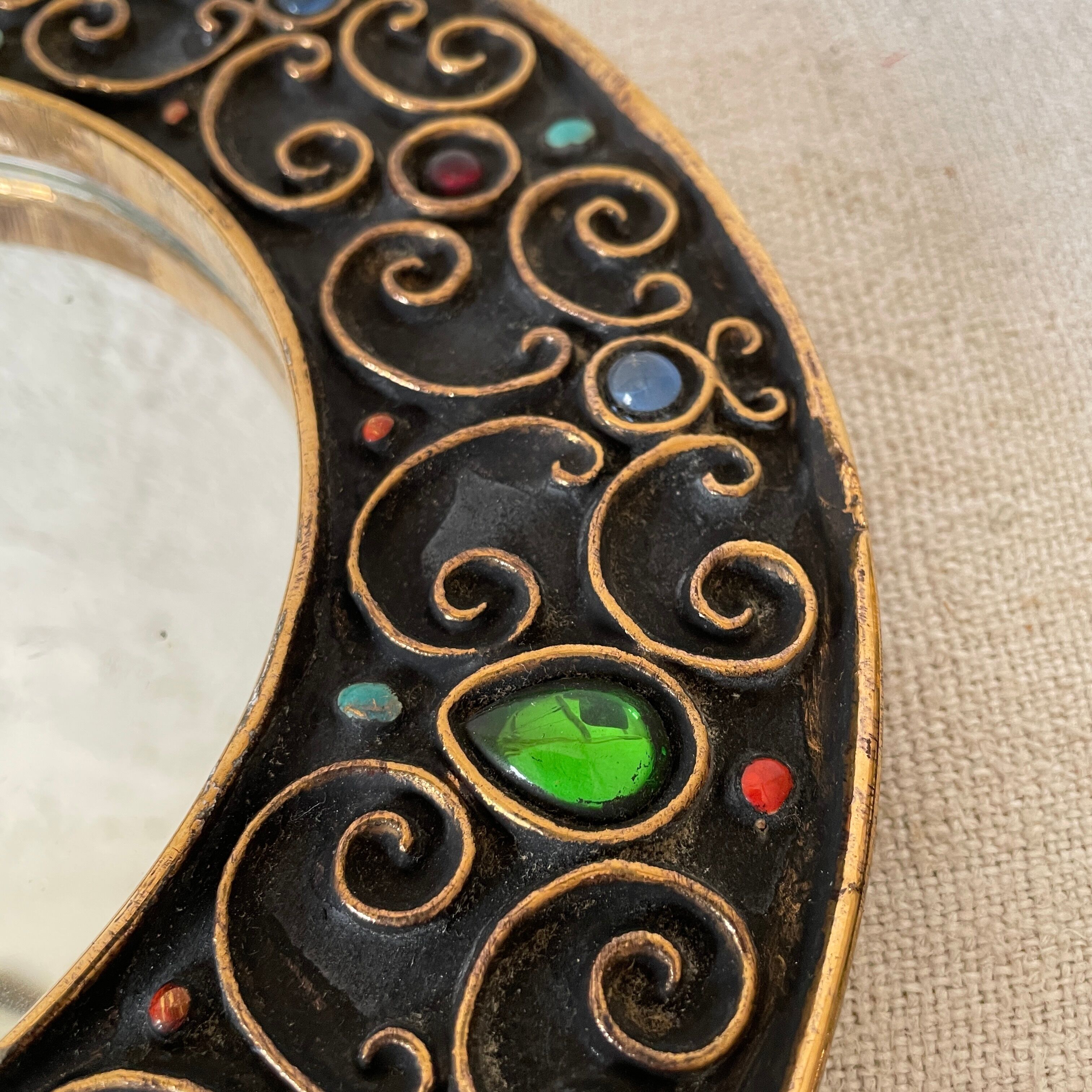 Ceramic mirror design vintage gilded 1960 hendrich thomas