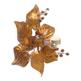 Unusual Italian Florentine gilt 'Wisteria' wall lamp by Masca