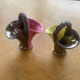 Two baskets in two-tone ceramic, moit-moit, vintage 1950