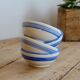 4 vintage striped ivory and blue earthenware bowls by Afibel