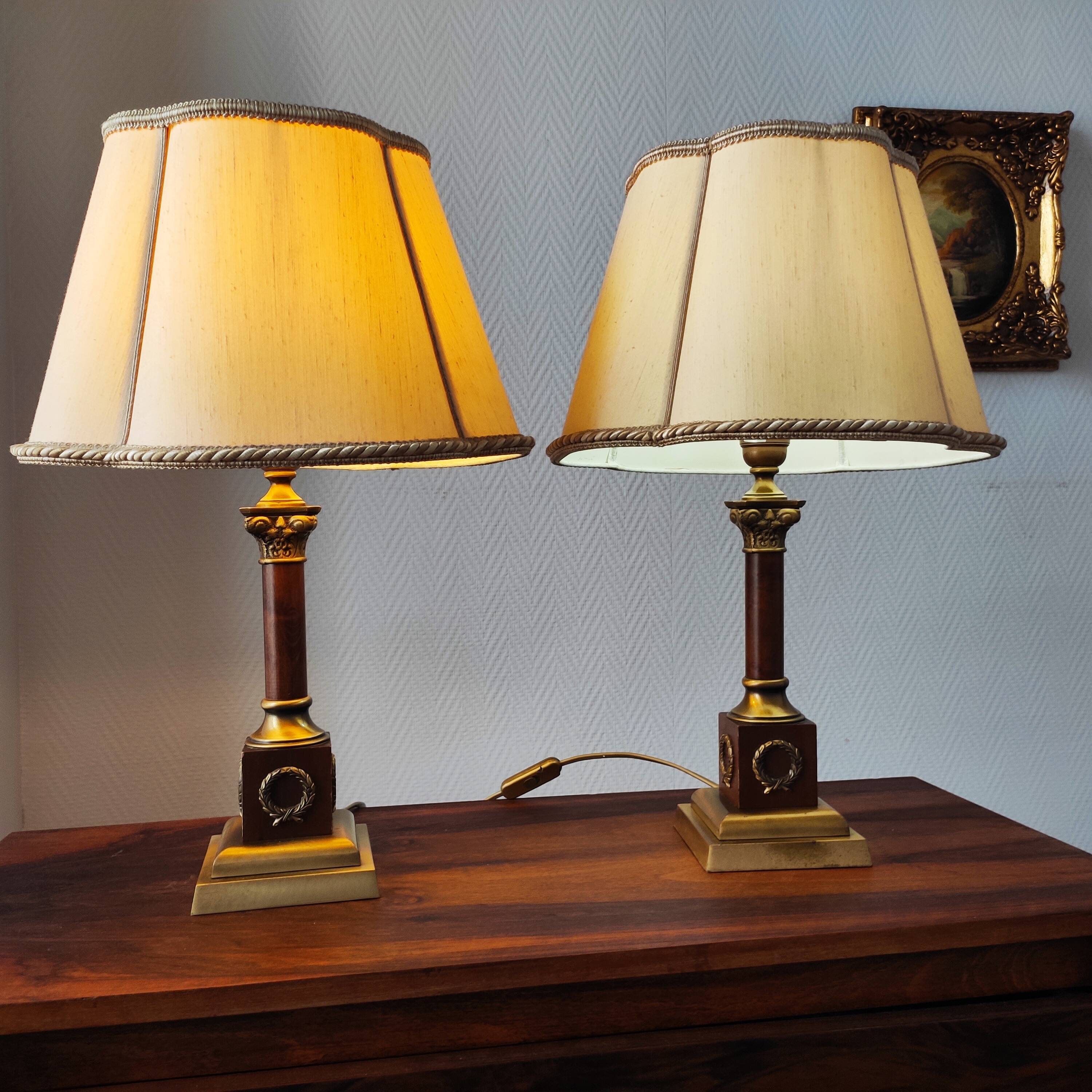 Pair of neo-classical Empire style lamps