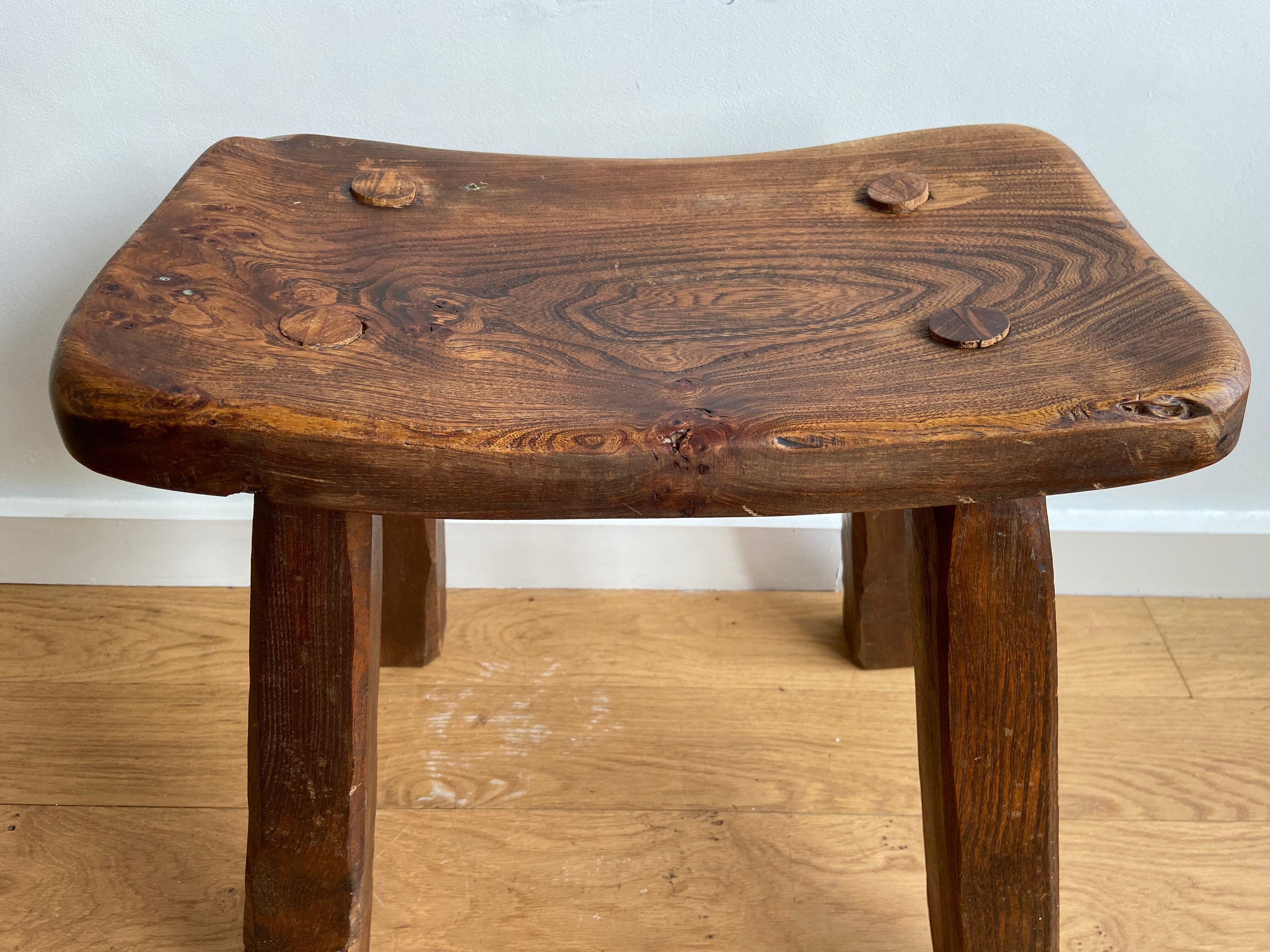 Dark solid wood stool