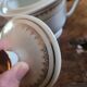Porcelain sugar bowl Limoges Lanternier – gold decoration – 1950s–1960s