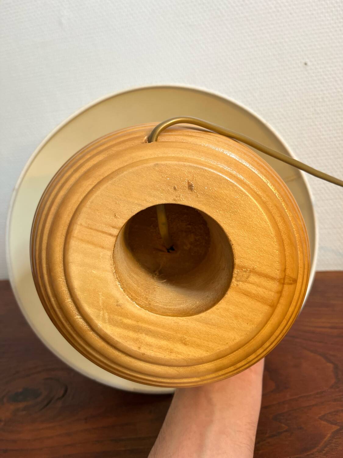 Oval floor lamp in solid wood, 1980s