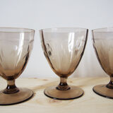 Set 8 engraved smoked glasses