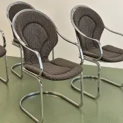 Set of four chrome cantilever dining chairs, 1970s