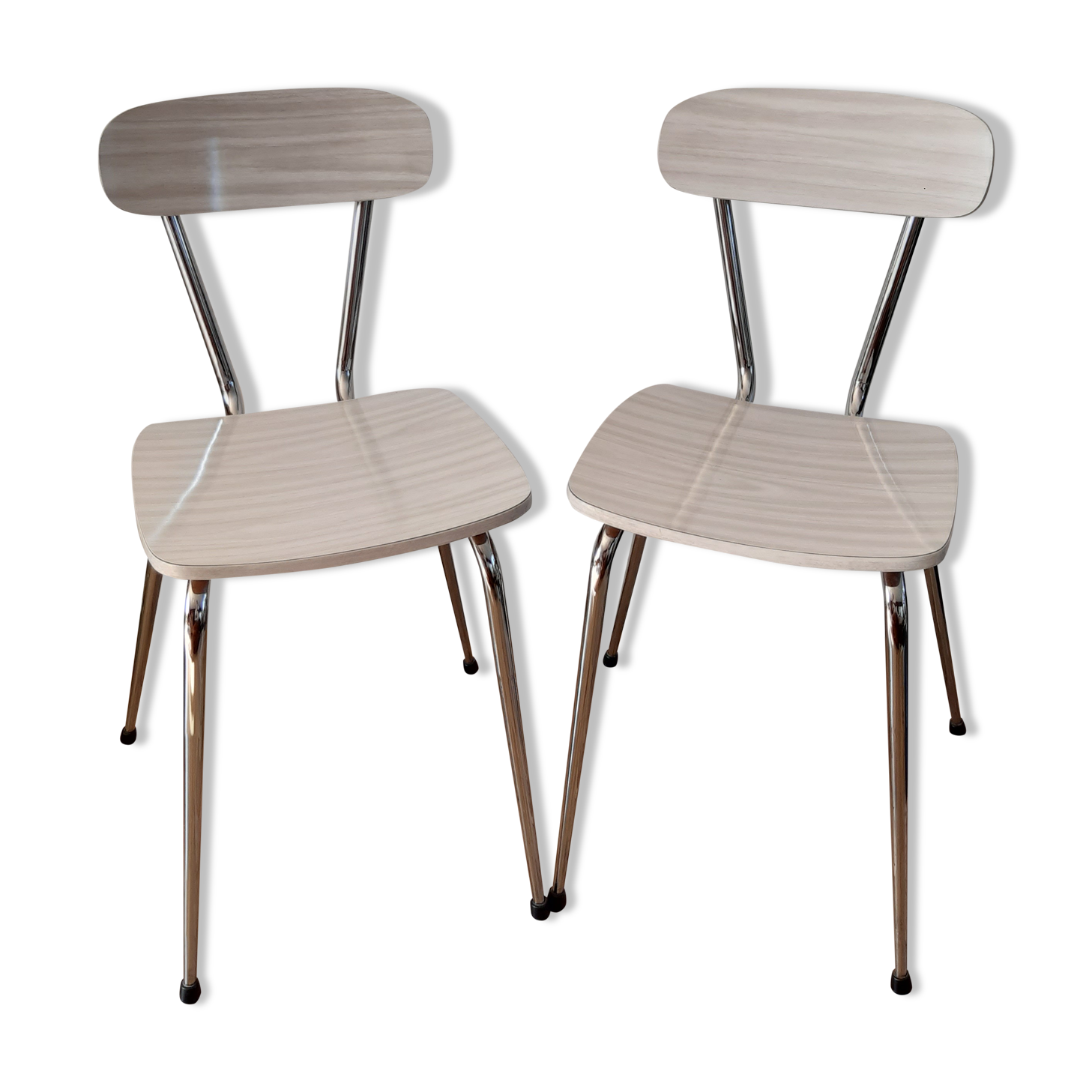 Pair of chairs in formica marbled effect 70s