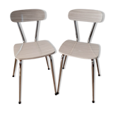 Pair of chairs in formica marbled effect 70s