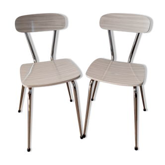 Paire de chaises en formica effet marbré années 70