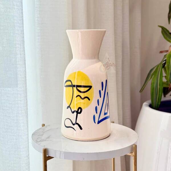 Azrur yellow and blue artisanal vase