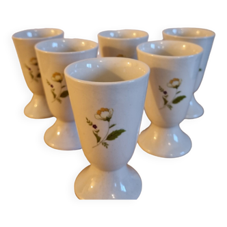 Set of 6 vintage mazagrans with floral decoration