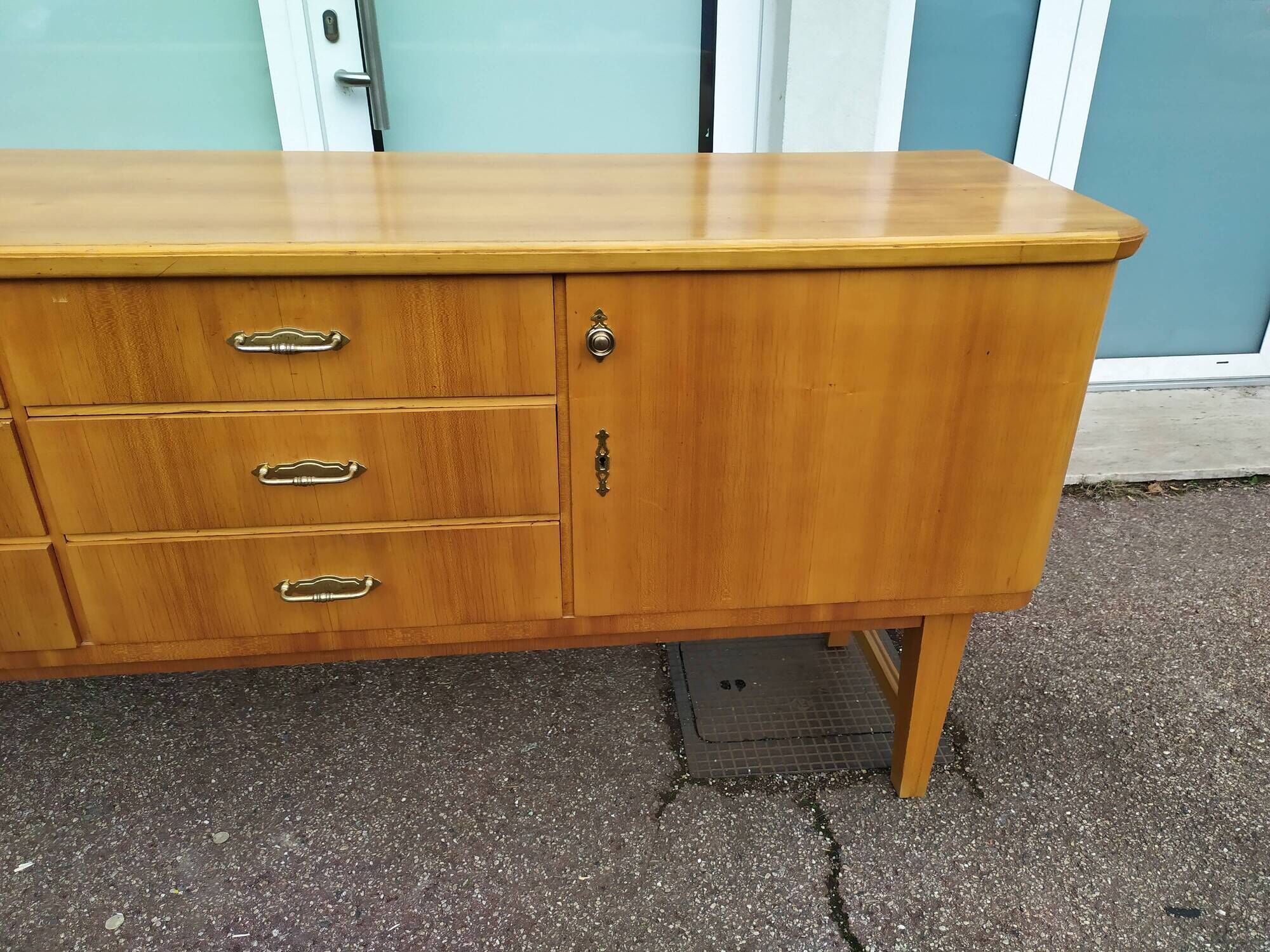 Vintage sideboard from the 50s and 60s in wood 245cm