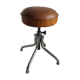 Vintage rotating stool seated in leather and chrome legs