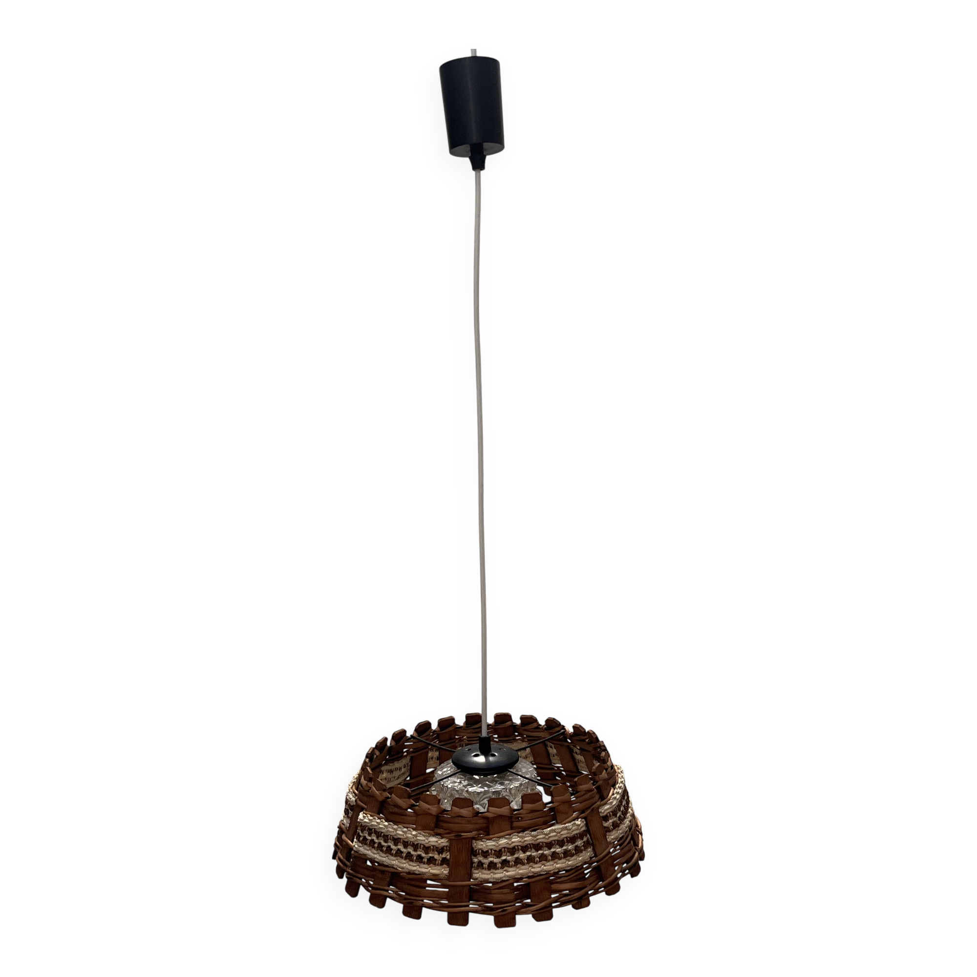 Wooden and wicker hanging decoration