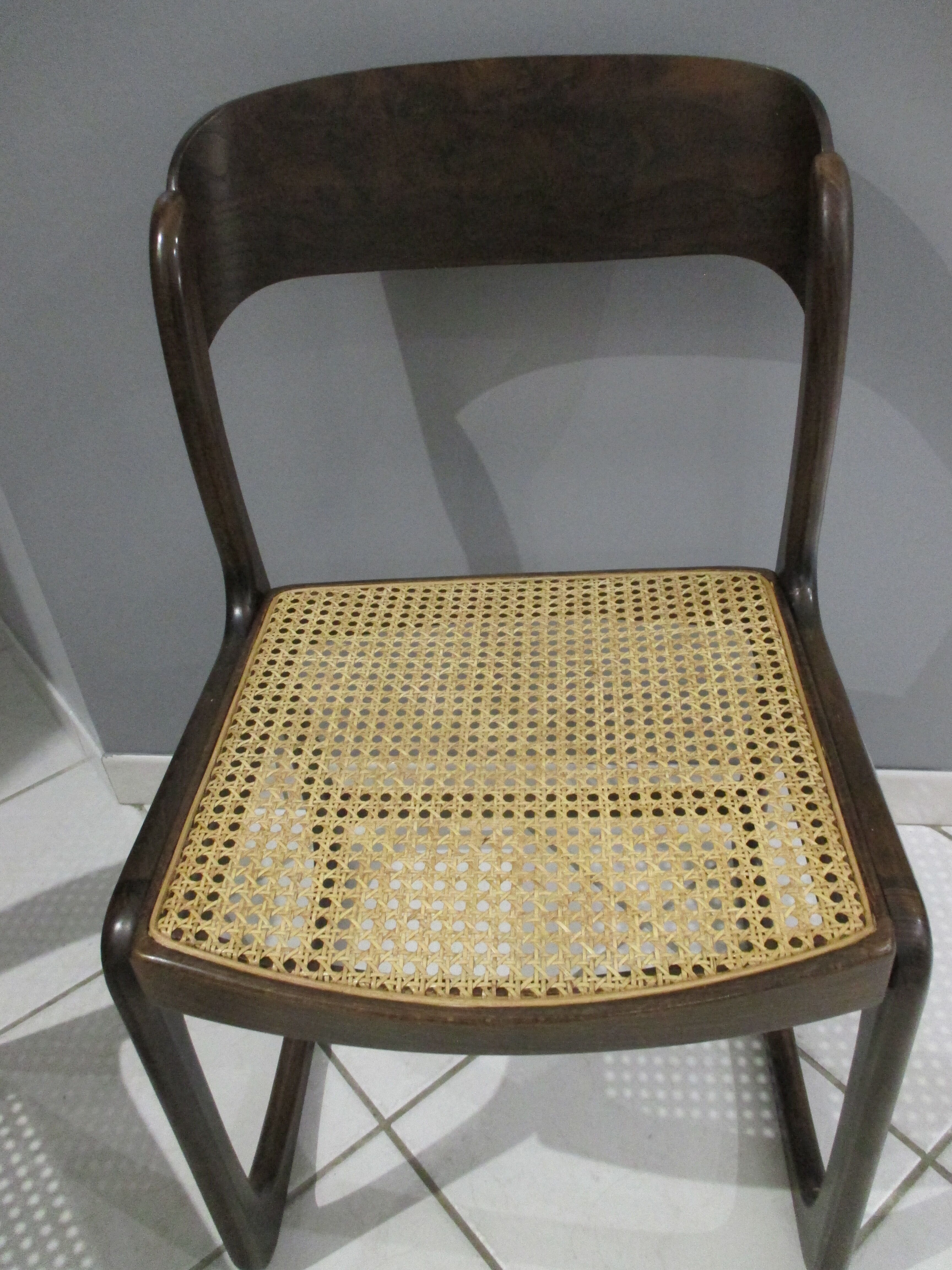 Set of 4 Baumann canned chairs model sled 1970